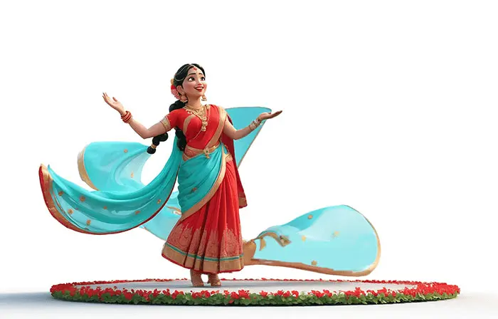 Traditional Indian Girl 3D Artwork Illustration